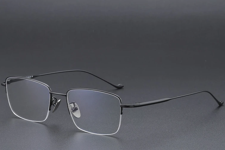 Halbrandlose schwarze Titanbrille #BS1913-0361
