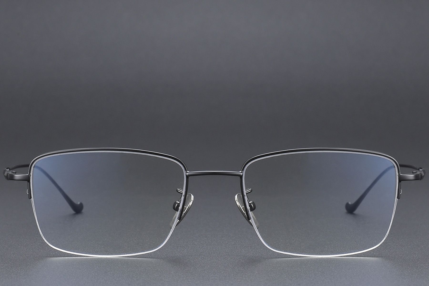 Lunettes semi-cerclées en titane noir #BS1913-0361