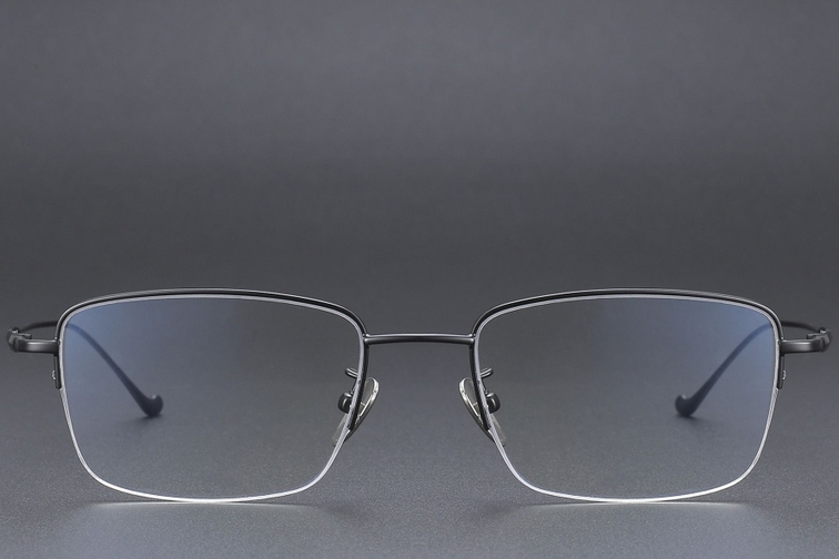 Semi-rimless Black Titanium Glasses #BS1913-0361