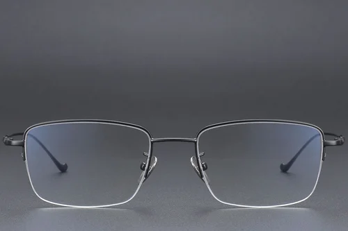 Lunettes semi-cerclées en titane noir #BS1913-0361