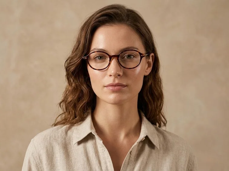Oval Tortoiseshell Titanium Glasses #BS1913-0362