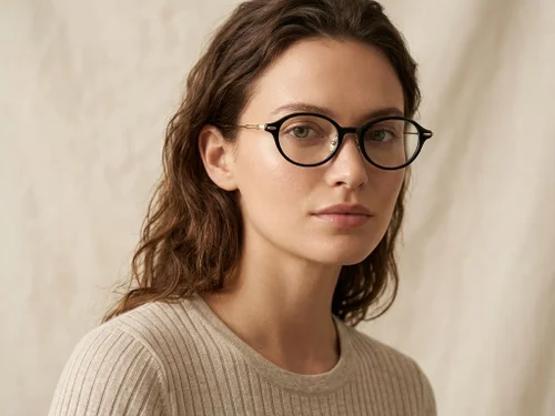 Lunettes ovales en titane noir #BS1913-0365