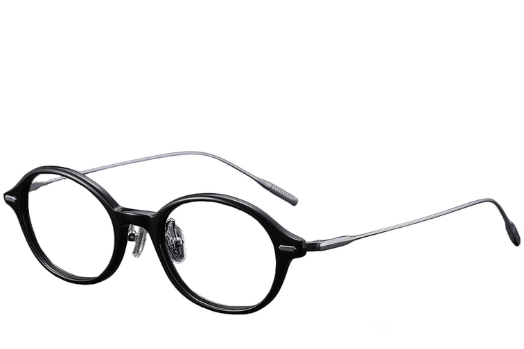 Oval Black Titanium Glasses #BS1913-0366