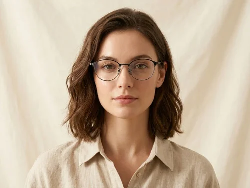 Lunettes ovales en titane noir #BS1913-0369