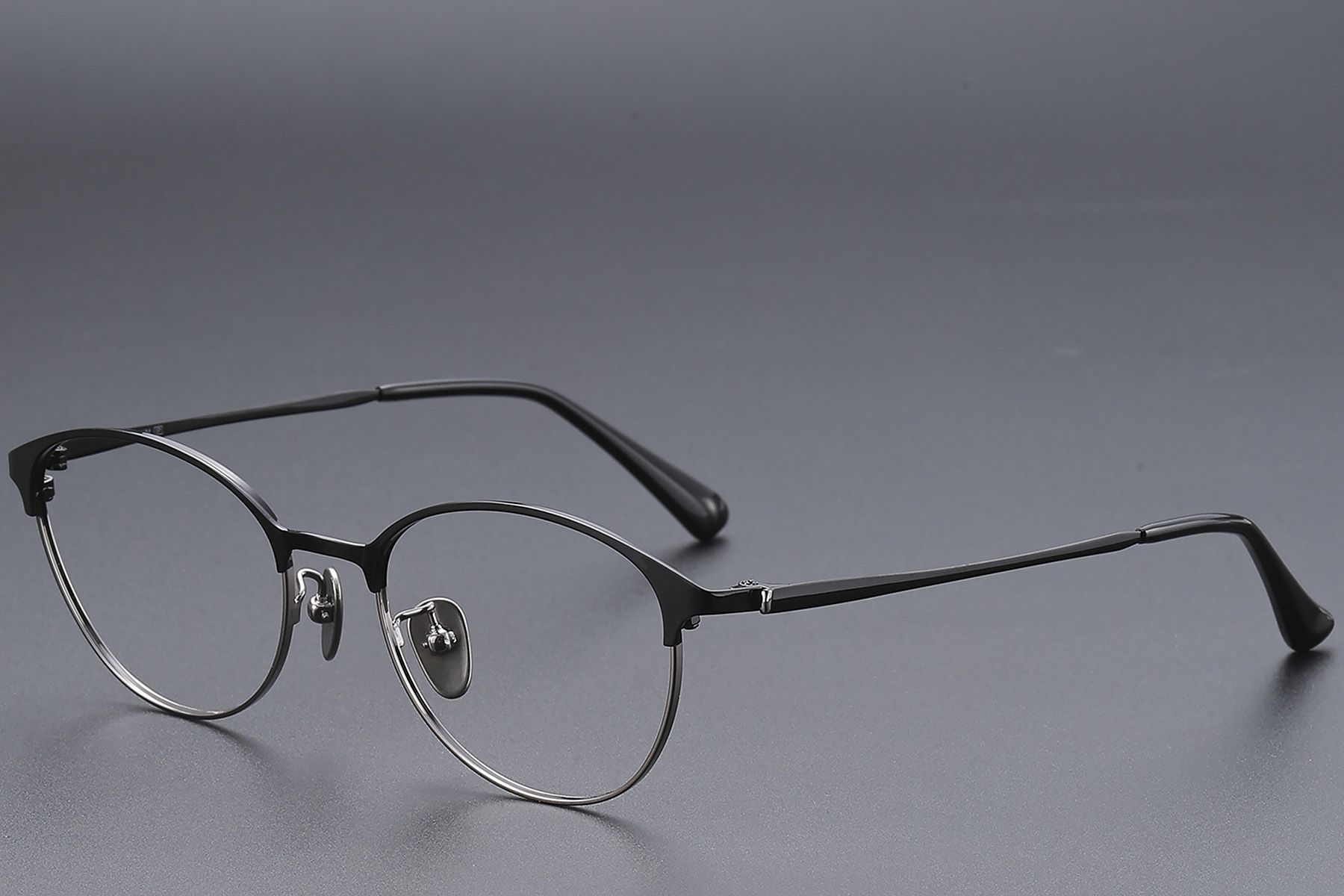 Oval Black Titanium Glasses #BS1913-0369