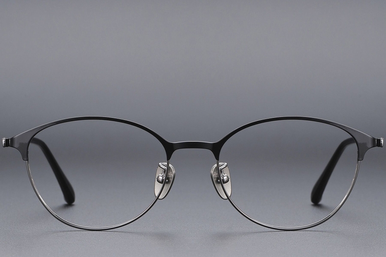 Oval Black Titanium Glasses #BS1913-0369