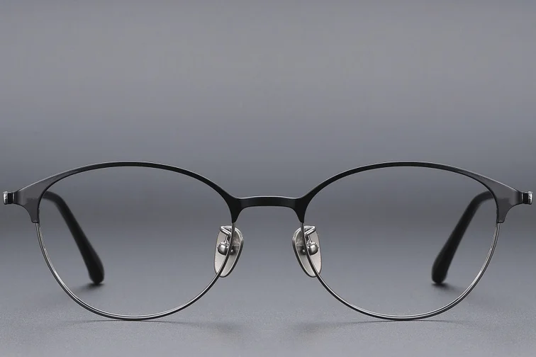 Oval Black Titanium Glasses #BS1913-0369