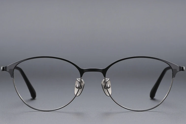 Oval Black Titanium Glasses #BS1913-0369