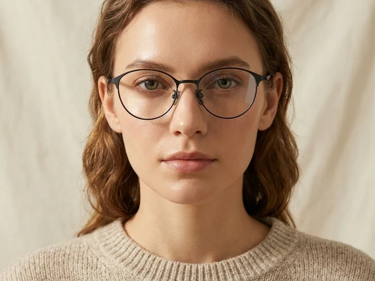 Lunettes ovales en titane noir #BS1913-0370
