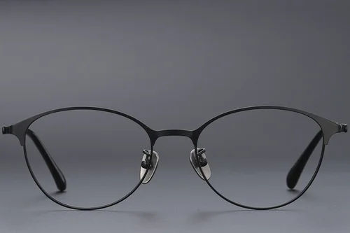 Lunettes ovales en titane noir #BS1913-0370