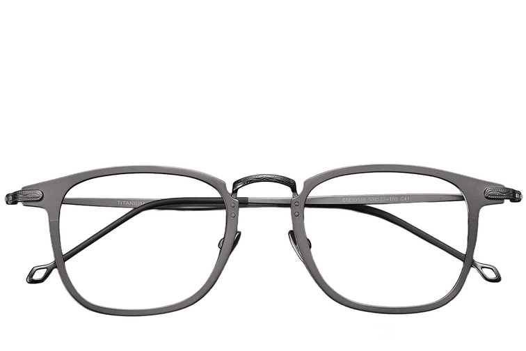Gafas rectangulares de titanio gris #BS1913-0371