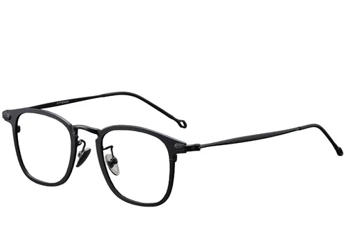 Lunettes rectangulaires en titane noir #BS1913-0372