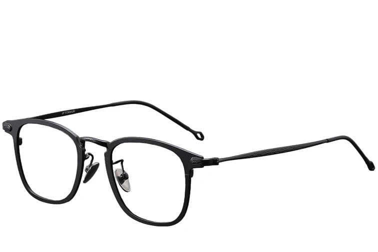 Lunettes rectangulaires en titane noir #BS1913-0372
