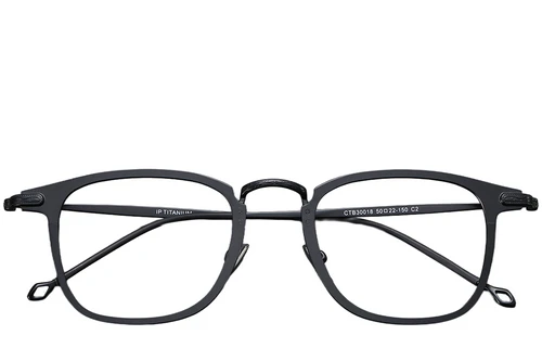 Rectangular Black Titanium Glasses #BS1913-0372