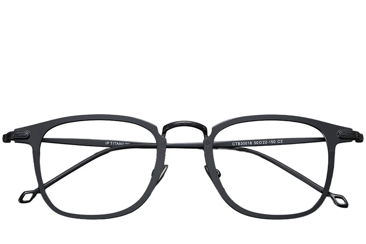 Lunettes rectangulaires en titane noir #BS1913-0372