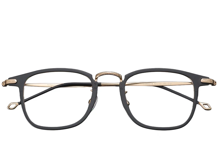 Lunettes rectangulaires en titane noir #BS1913-0373
