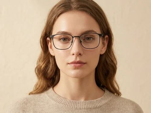Lunettes rectangulaires en titane noir #BS1913-0376