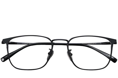 Lunettes rectangulaires en titane noir #BS1913-0376