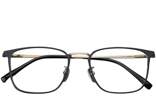 Lunettes rectangulaires en titane noir #BS1913-0377