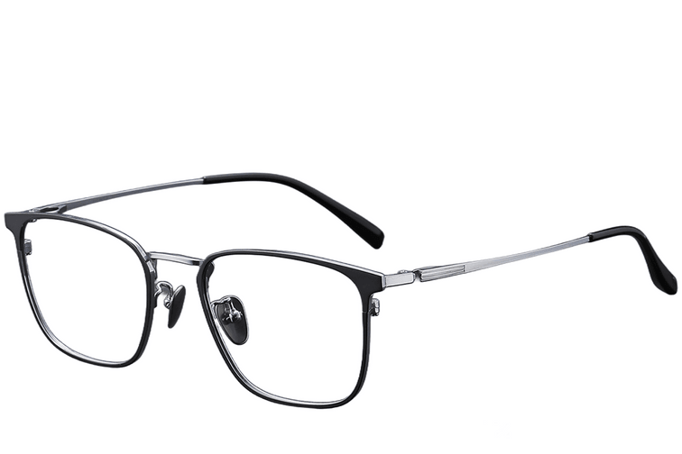 Rechteckige schwarze Titanbrille #BS1913-0378