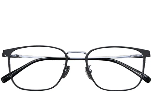 Lunettes rectangulaires en titane noir #BS1913-0378