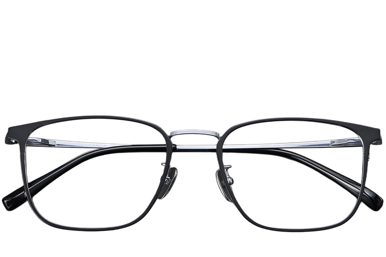 Rechteckige schwarze Titanbrille #BS1913-0378