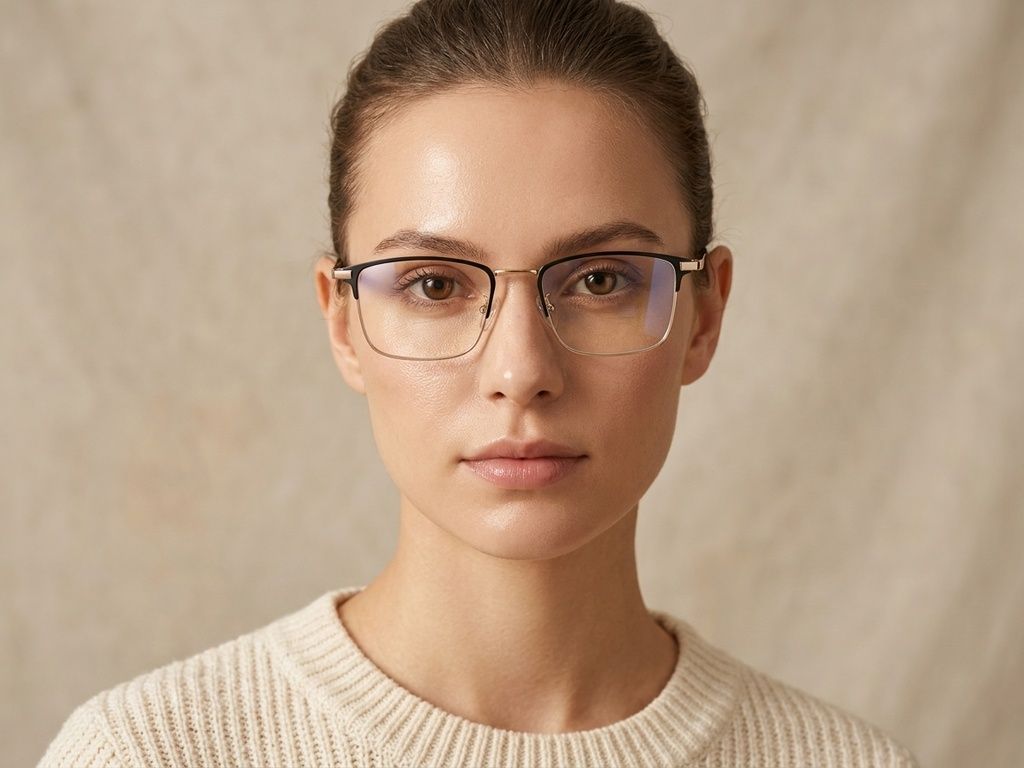 Rectangular Golden Metal Glasses #BS1913-0386