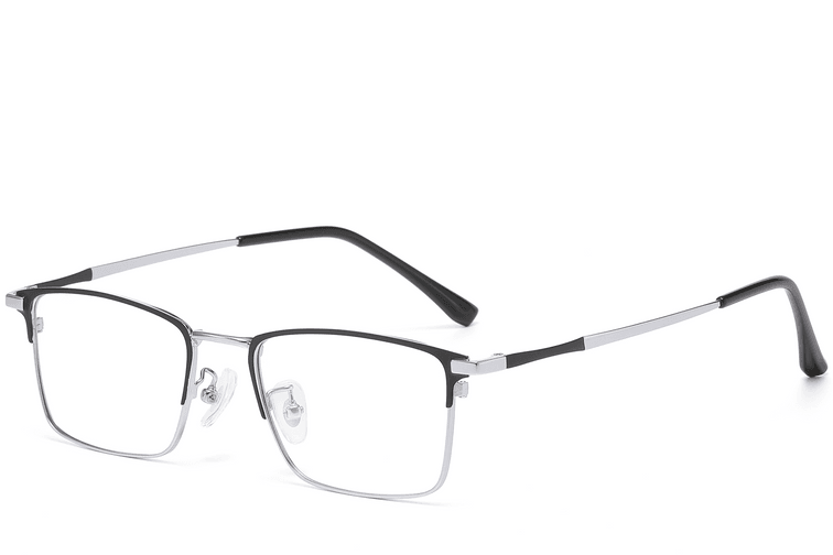 Rechteckige silberfarbene Metallbrille #BS1913-0387