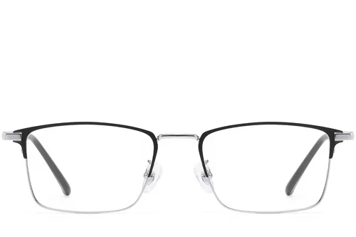 Lunettes rectangulaires en métal argenté #BS1913-0387
