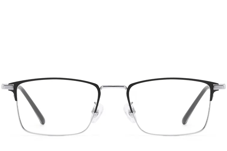 Rechteckige silberfarbene Metallbrille #BS1913-0387