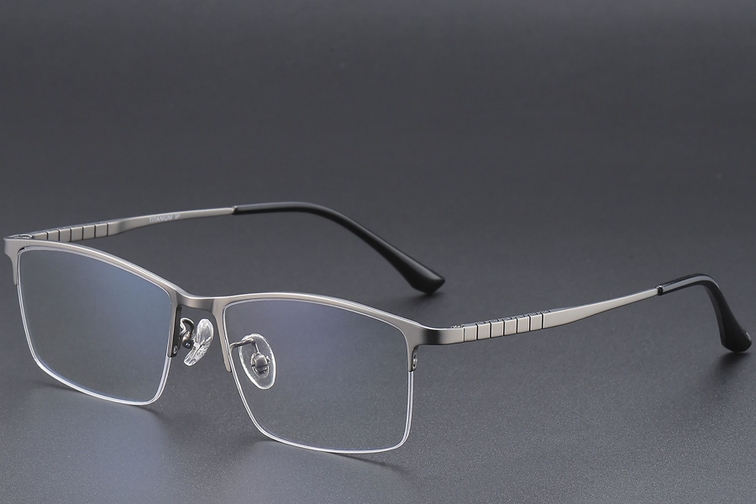 Semi-rimless Gray Titanium Glasses #BS1913-0388