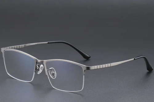 Lunettes semi-cerclées en titane gris #BS1913-0388