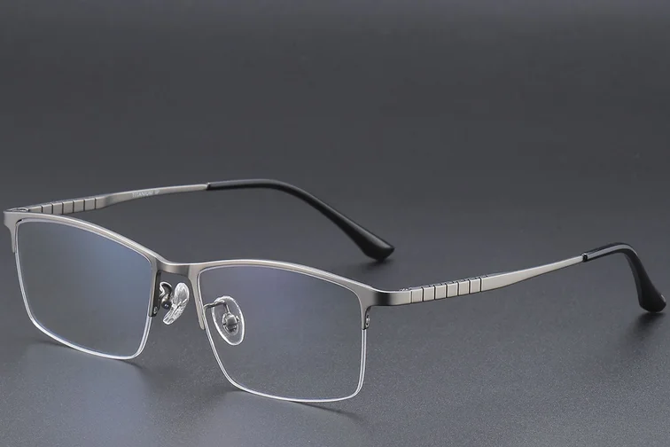 Halbrandlose graue Titanbrille #BS1913-0388