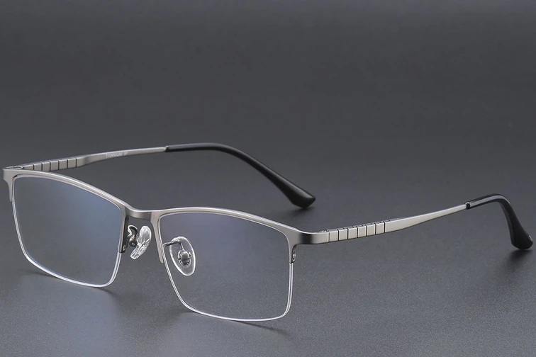 Semi-rimless Gray Titanium Glasses #BS1913-0388