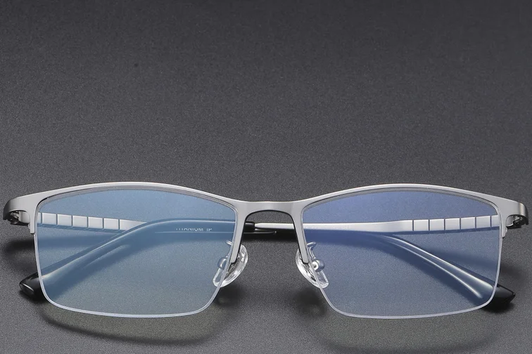 Halbrandlose graue Titanbrille #BS1913-0388