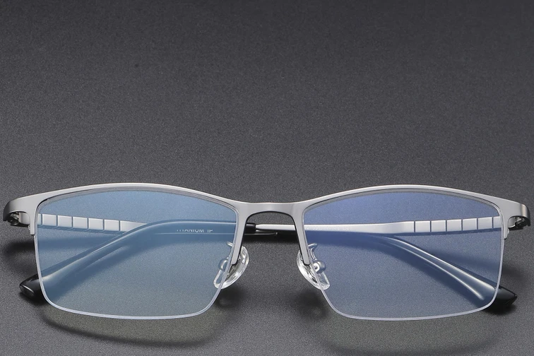 Semi-rimless Gray Titanium Glasses #BS1913-0388