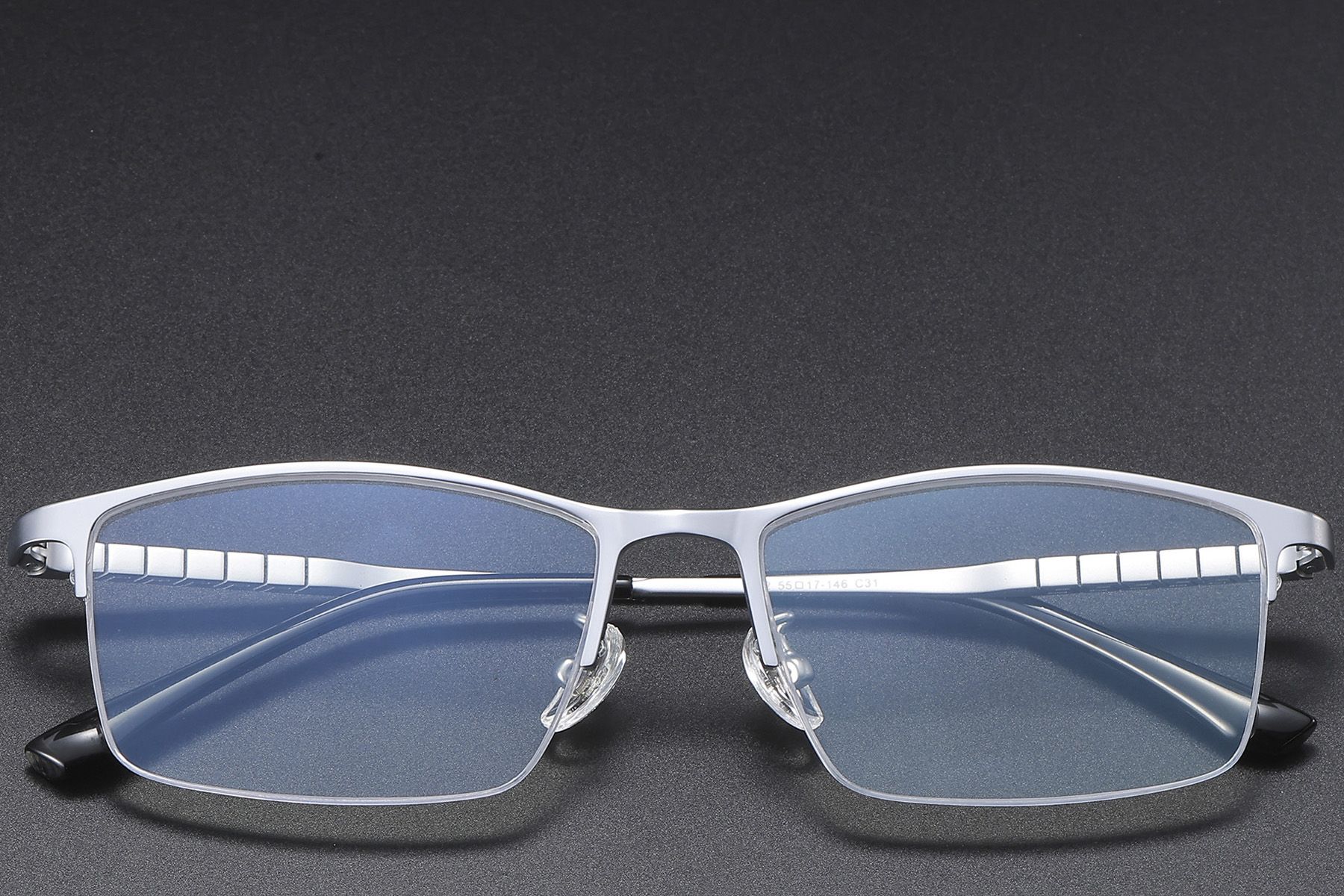 Semi-rimless Silver Titanium Glasses #BS1913-0389