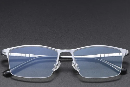 Lunettes semi-cerclées en titane argenté #BS1913-0389