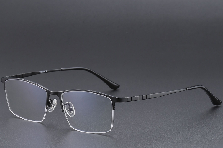 Semi-rimless Black Titanium Glasses #BS1913-0390