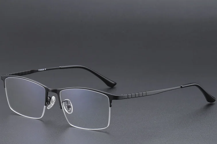 Semi-rimless Black Titanium Glasses #BS1913-0390