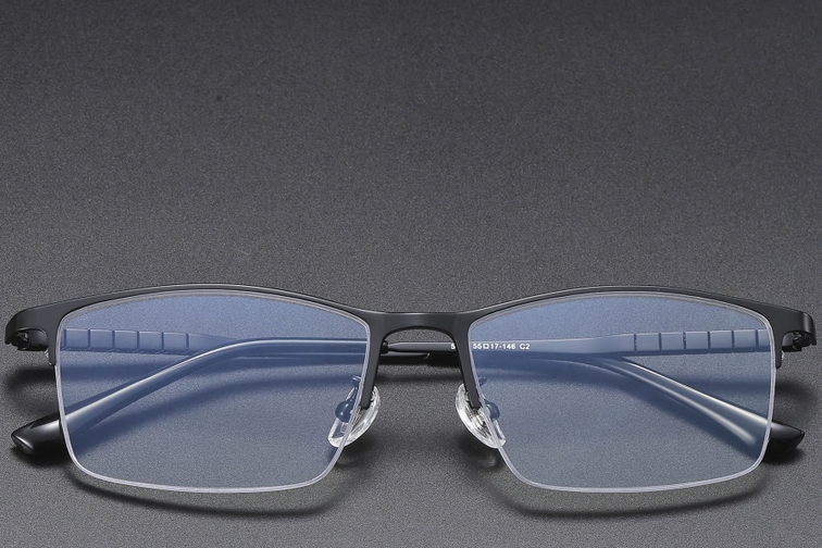 Semi-rimless Black Titanium Glasses #BS1913-0390