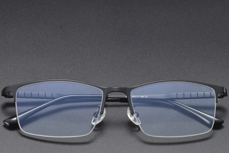 Semi-rimless Black Titanium Glasses #BS1913-0390