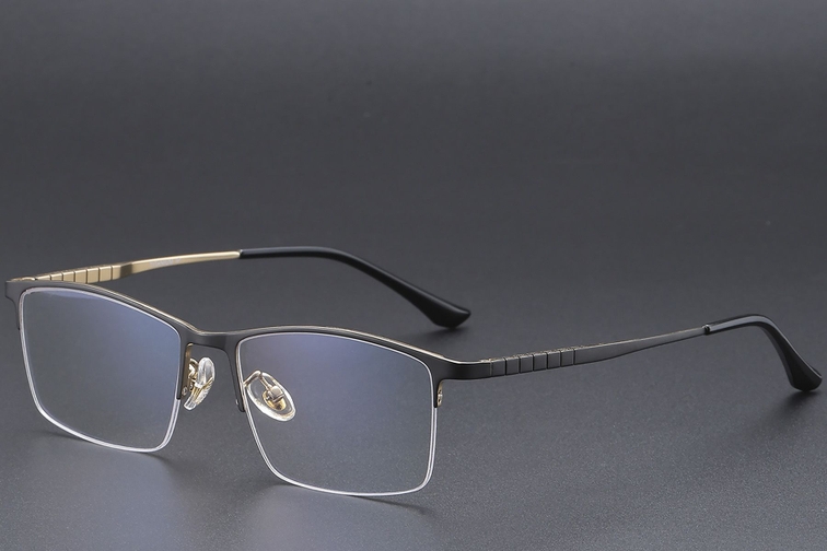 Semi-rimless Black Titanium Glasses #BS1913-0391