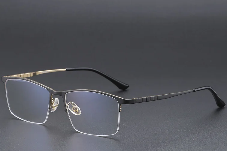 Semi-rimless Black Titanium Glasses #BS1913-0391