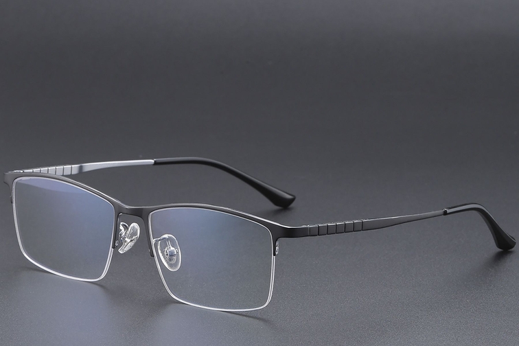 Semi-rimless Black Titanium Glasses #BS1913-0392