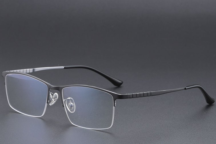 Semi-rimless Black Titanium Glasses #BS1913-0392