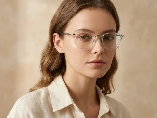 Lunettes rectangulaires transparentes en titane #BS1913-0393