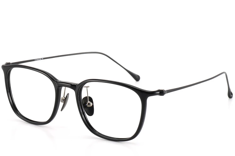 Rechteckige schwarze Titanbrille #BS1913-0396
