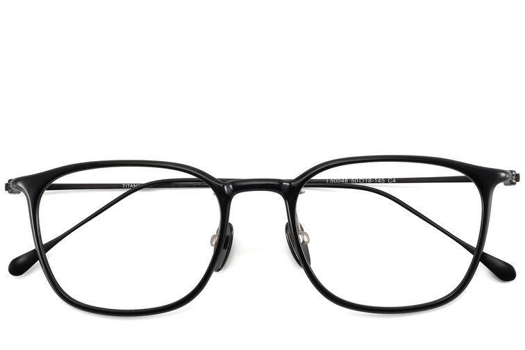 Rechteckige schwarze Titanbrille #BS1913-0396
