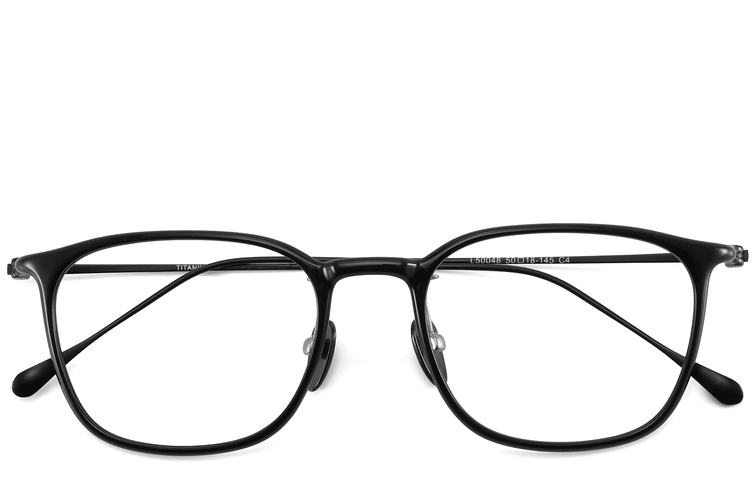 Rechteckige schwarze Titanbrille #BS1913-0396